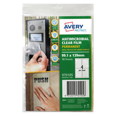 Avery Protect Antimicrobial Permanent Film 4's x 10 Sheets (970105) CX238918