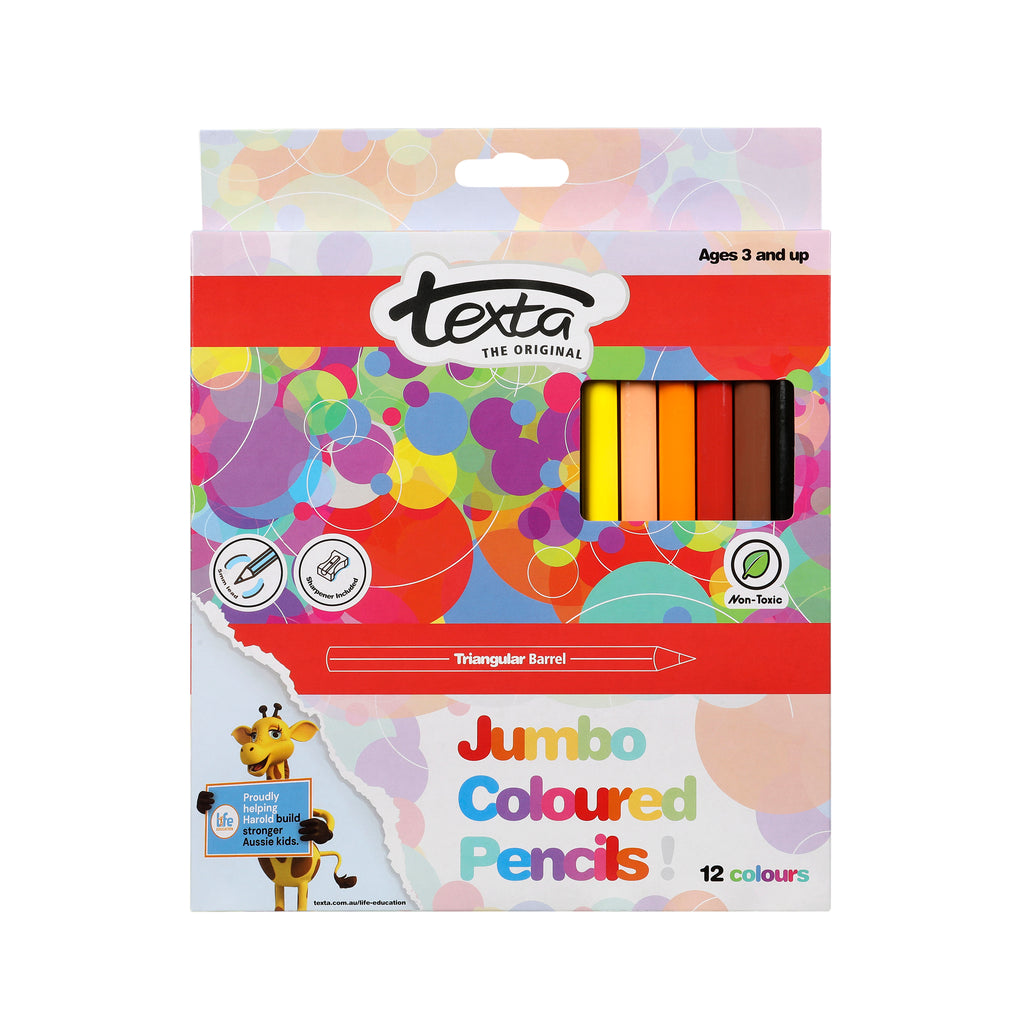 Texta Jumbo Triangular Colour Pencil Full Height 12s Colour Pencils