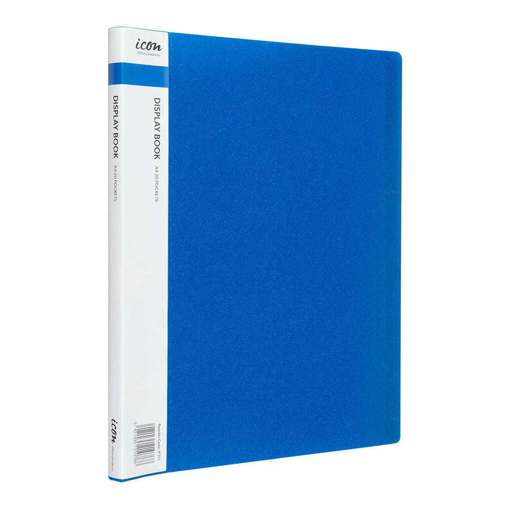 Icon A4 Display Book 20 Pocket Blue Display Books — Discount Office