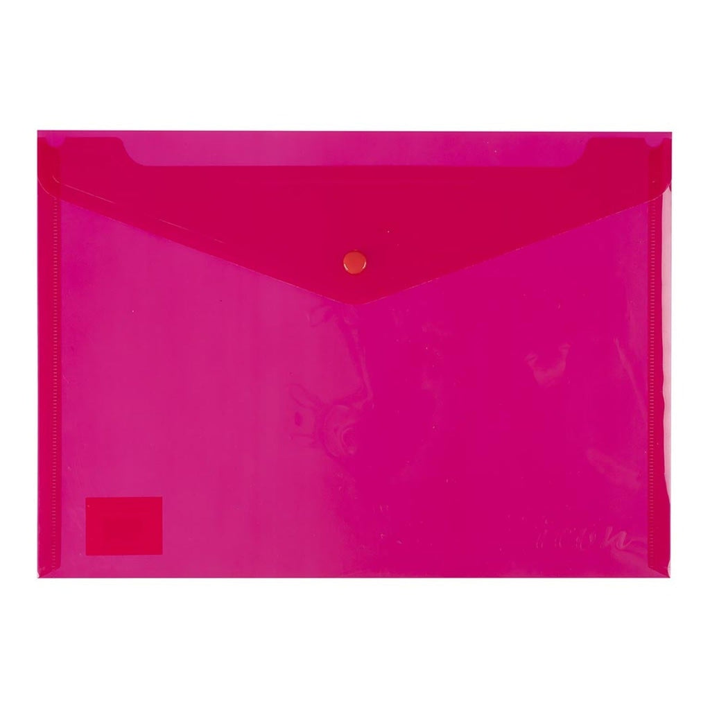 Icon A4 Polypropylene Document Wallet, Button Closure, Red Document