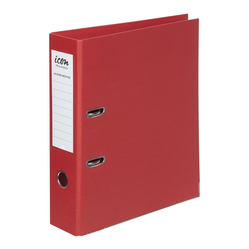 Icon Lever Arch File A4 Linen Red Lever Arch Files — Discount Office