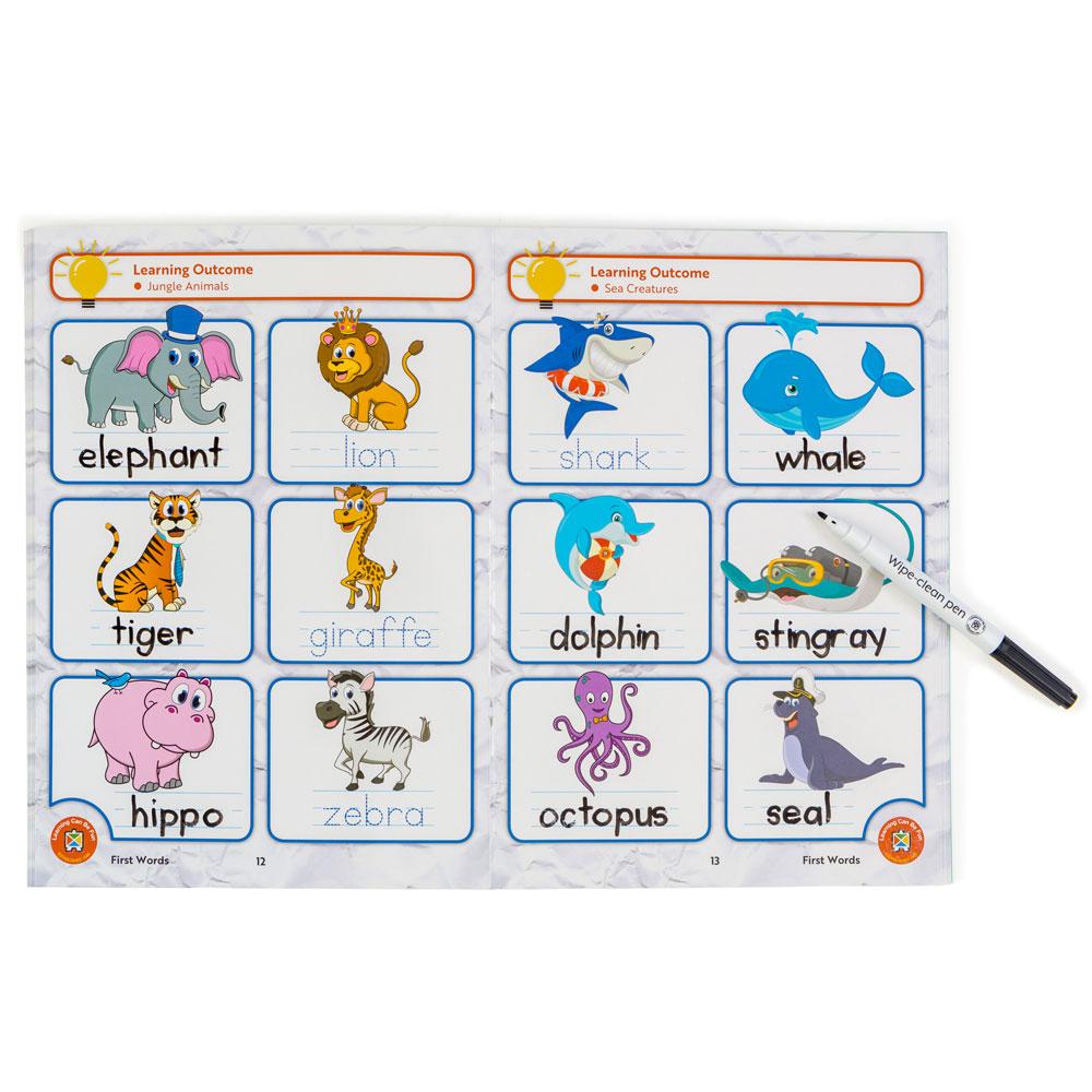 LCBF Wipe Clean Learning Book First Words With Marker | Educational ...