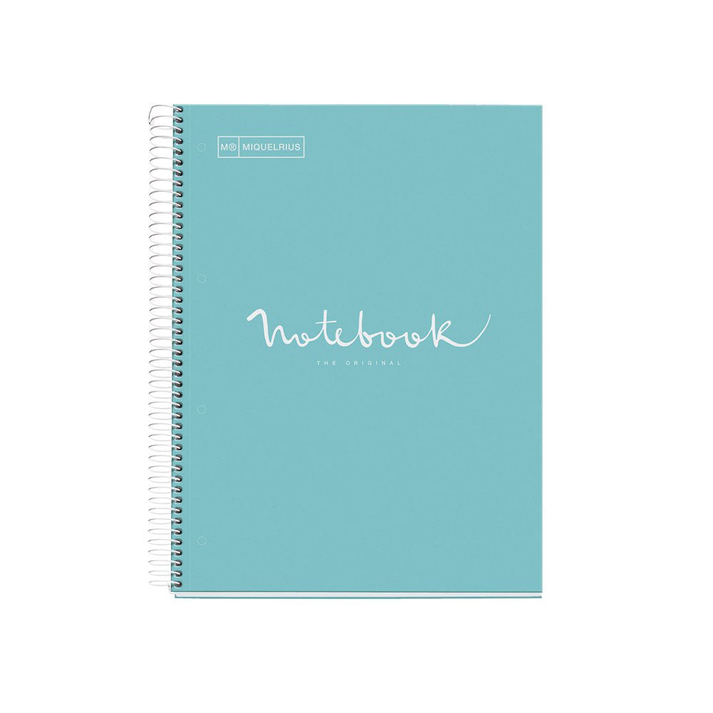 Miquelrius - Cuaderno A4, Notebook Emotions, 80 Hojas de 90 g/m², Cuadrícula 5 mm, 1 Franja de Color, Espiral Microperforado, Libreta Cuadriculada, Tapa Extra Rígida, 4 Taladros, Rosa dust