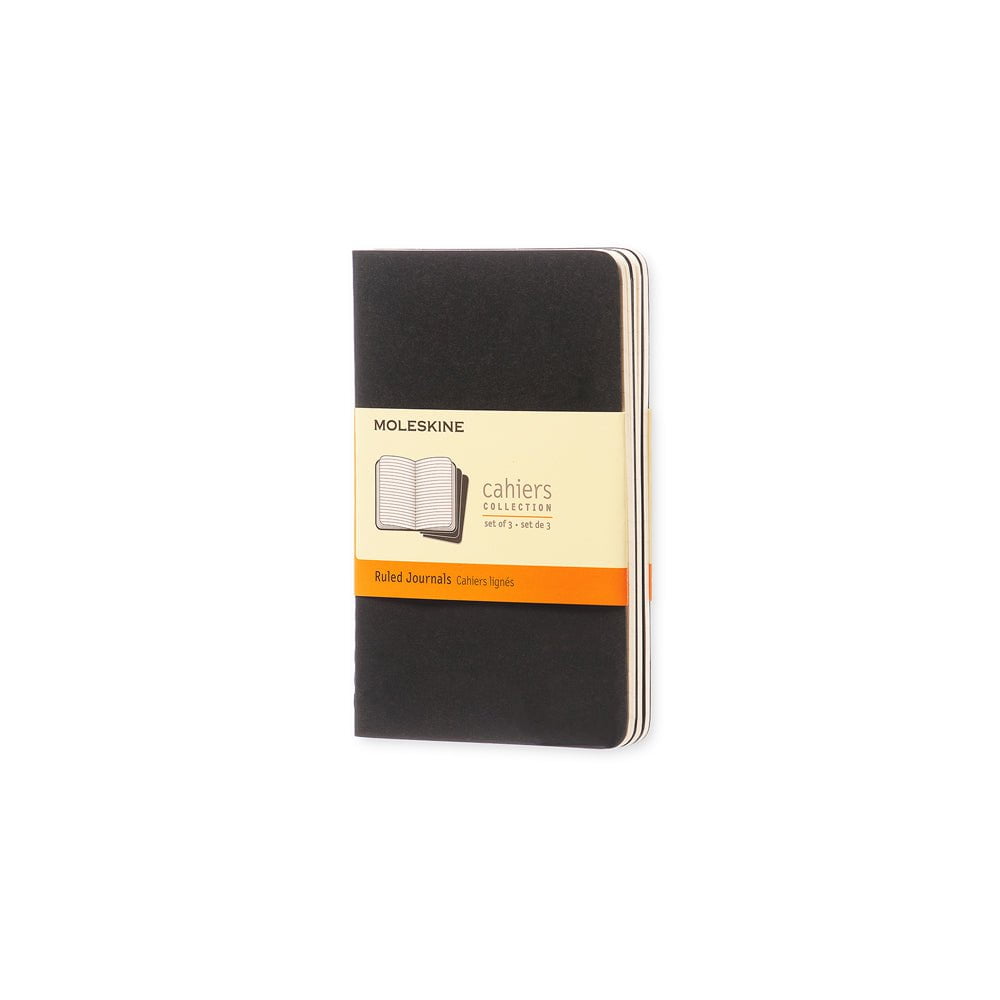 Moleskine 90mm x 140mm Pocket Size Cahier Ruled Notebook, Black, Pack