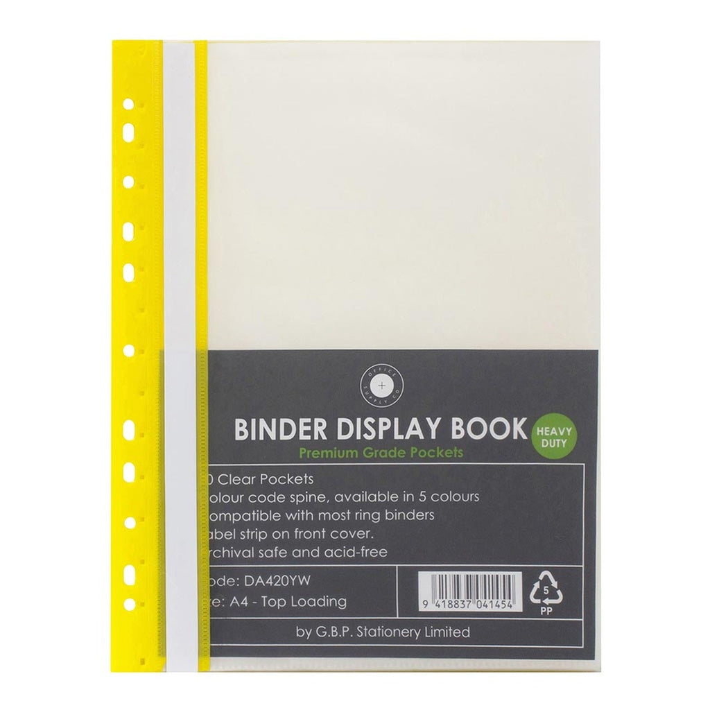 OSC 20 Pockets A4 Binder Display Book Yellow Spine Display Books