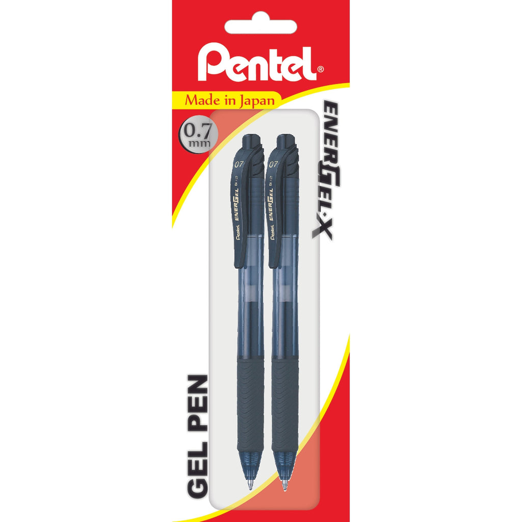 Pentel EnergelX Ballpoint Pen Retractable 0.7mm Black Hangsell (2's P