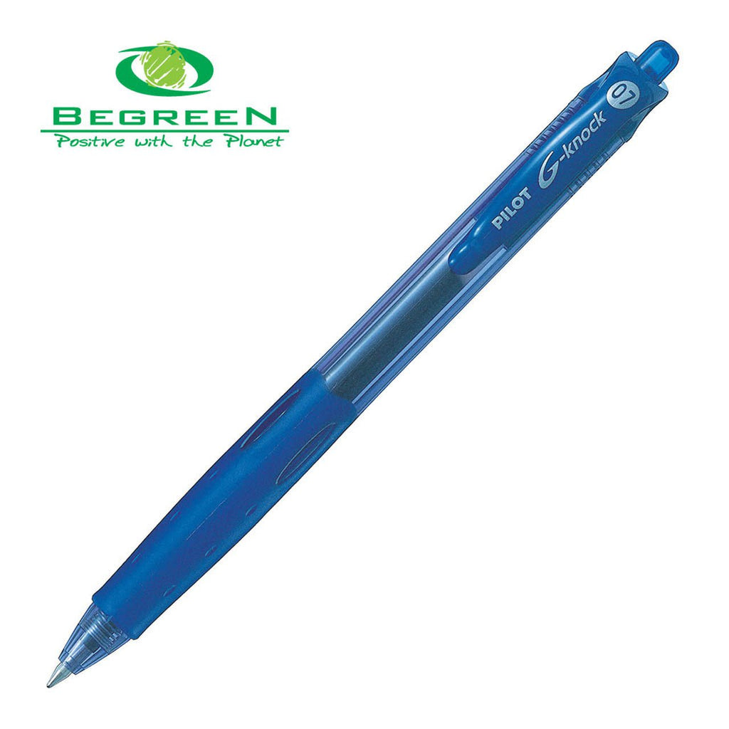 Pilot BeGreen GKnock Gel Fine Tip Blue Pens (LGK10FLBG) x 10's pac