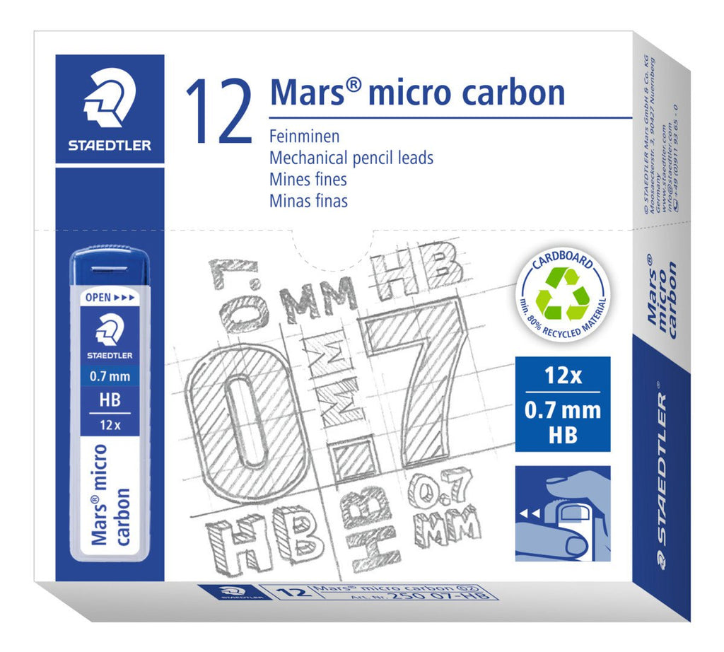 Staedtler Mars Micro Carbon 250 Tubo de 12 Minas de Grafito - Dureza 3H