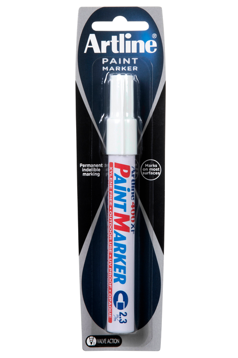 Artline 400 White Paint Marker Permanent 2.3mm Bullet Tip