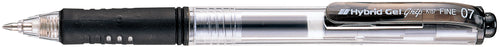 Pentel Hybrid Gel Grip Gell Roller Pen Retractable K157 0.7mm Black - Pack of 12