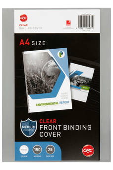 GBC A4 Clear Binding Cover, 150 Micron, Pack of 25