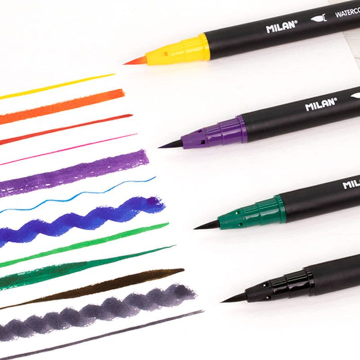 Milan Brush Tip Watercolour Markers, Assorted, Pack of 12