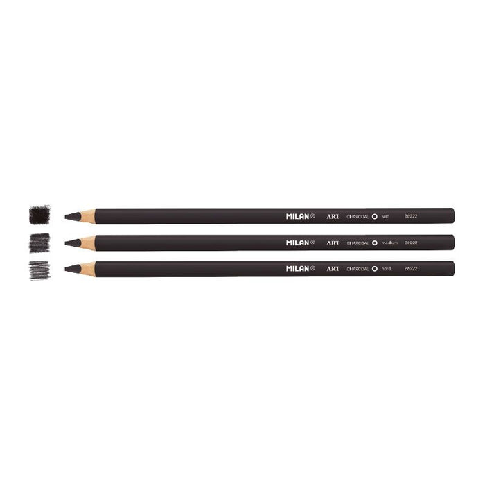 Milan Charcoal Art Pencils, Assorted Pack of 3