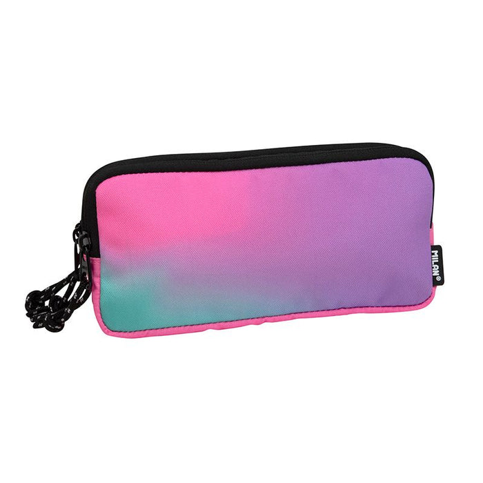 Milan Pencil Case Rectangular 3 Zip Sunset Series Pink