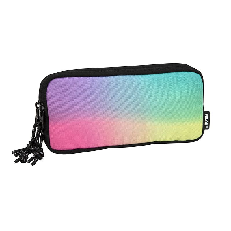 Milan Pencil Case Rectangular 3 Zip Sunset Series Black | Milan ...