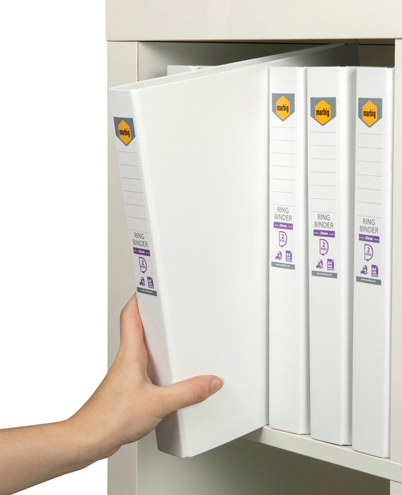 Marbig A4 2/25 Polyethylene (PE) Linen Finish Ring Binder White