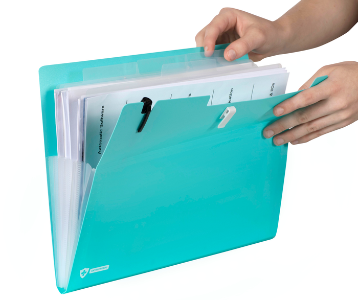 Marbig A4 Professional Series Anitmicrobial Expanding File, 6 Pockets, Blue