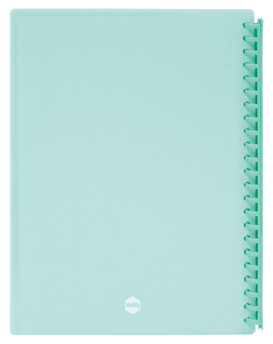 Marbig A4 20 Pocket Insertable Cover Refillable Display Book, Pastel Green Cover