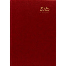 2026 Collins Windsor A52 Diary, Two Day Per Page, Red, 148mm x 210mm