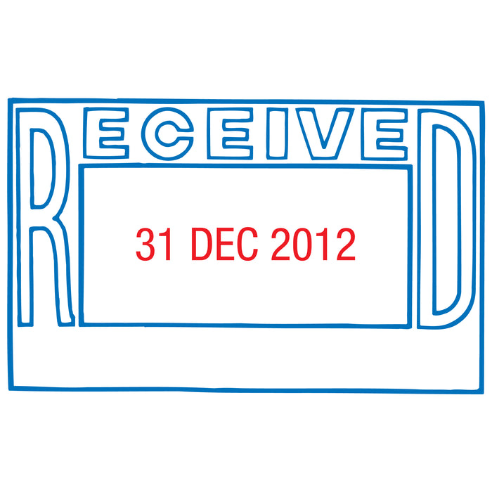 XStamper 66206 Multi Dater RECEIVED Self Inking Rubber Stamp, Red/Blue