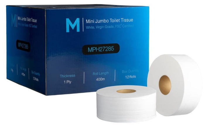 1 Ply 400 Metres Mini Jumbo Toilet Tissue x 12 rolls MPH27285