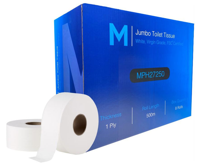 1 Ply 500 Metres Jumbo Toilet Tissue x 8 rolls MPH27250