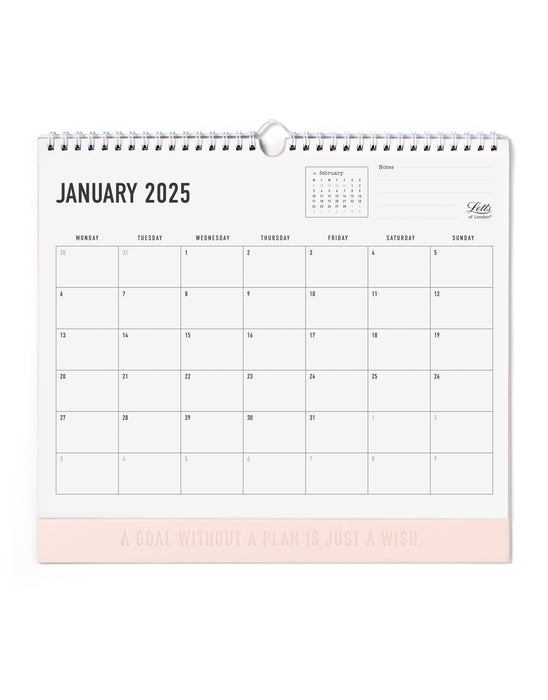 2025 Letts of London Conscious Wall Calendar, 300mm x 270mm, Rosewater