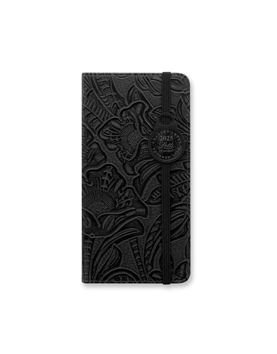 2025 Letts of London Slim Diary, Baroque, Week To View, Black, 88mm x 172mm x 17mm