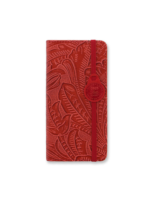 2025 Letts of London Slim Diary, Baroque, Week To View, Red, 88mm x 172mm x 17mm