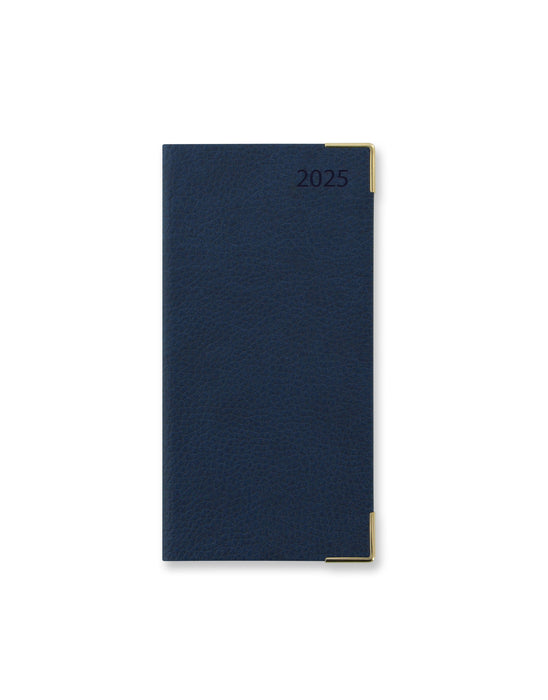 2025 Letts of London Slim Diary, Connoisseur, Week To View, English Blue, 88mm x 172mm x 17mm