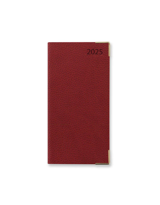 2025 Letts of London Slim Diary, Connoisseur, Week To View, English Red, 88mm x 172mm x 17mm