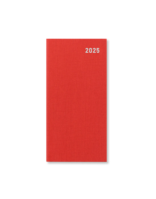 2025 Letts of London Slim Diary, Principal, Week To View, English Red, 88mm x 172mm x 17mm