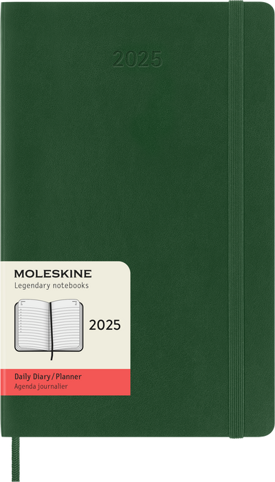 2025 Moleskine 130mm x 210mm Soft Cover Diary, Day Per Page, Myrtle Green