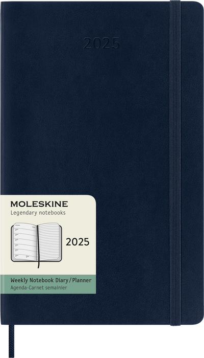 2025 Moleskine 130mm x 210mm Soft Cover Diary plus Notes, Week To View, Sapphire Blue