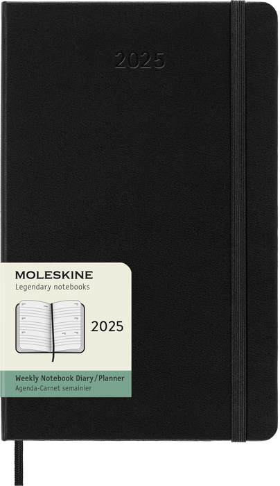 2025 Moleskine 130mm x 210mm Hard Cover Diary, Week To View, Black