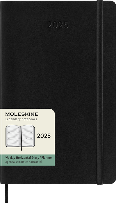 2025 Moleskine 130mm x 210mm Soft Cover Diary, Week To View, Black