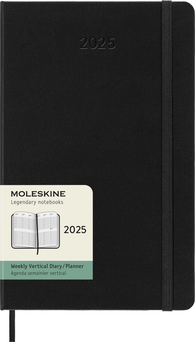 2025 Moleskine 130mm x 210mm Hard Cover Diary, Week To View, Black