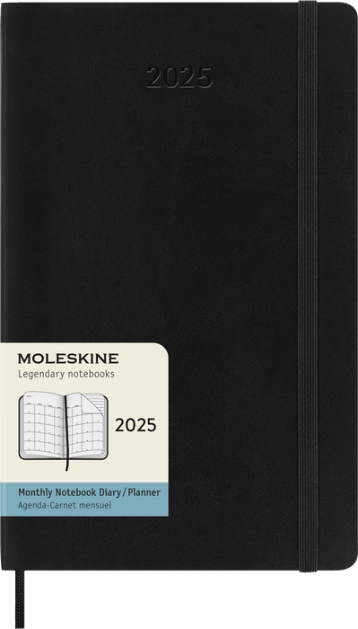 2025 Moleskine 130mm x 210mm Soft Cover Diary, Week To View, Black