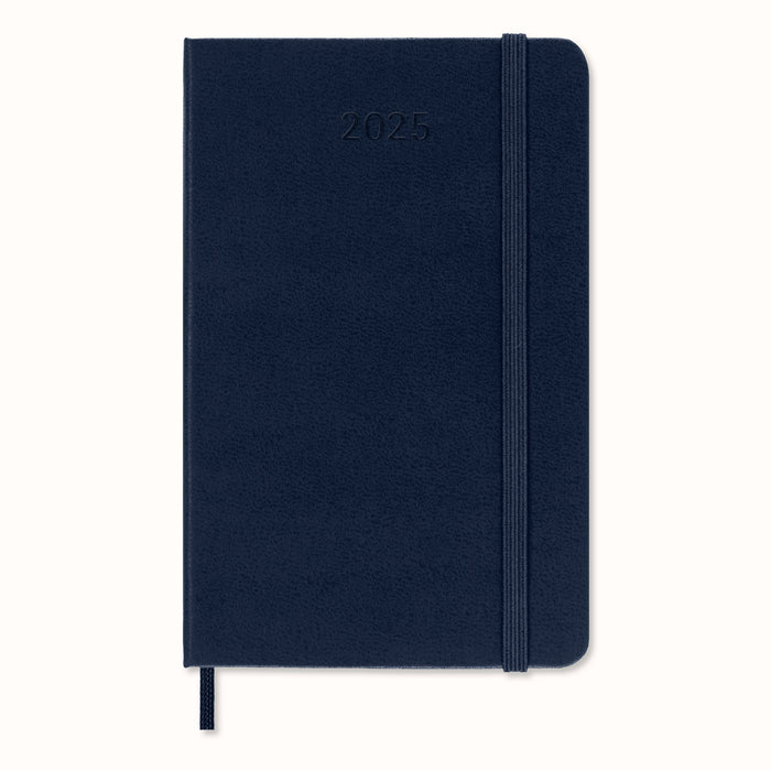 2025 Moleskine 90mm x 140mm Hard Cover Pocket Diary, Day Per Page, Sapphire Blue