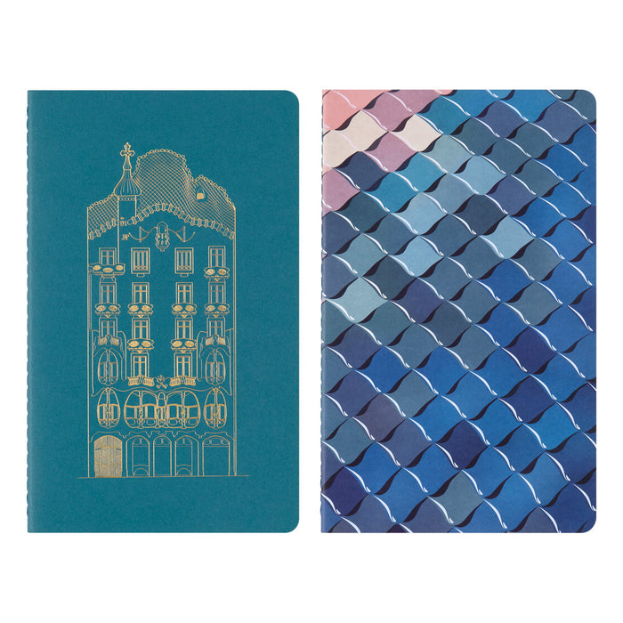Moleskine Limited Edition Cahier Plain + Ruled Notebook, Large 210mm x 130mm, Set of 2, Casa Batllo
