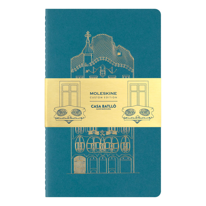 Moleskine Limited Edition Cahier Plain + Ruled Notebook, Large 210mm x 130mm, Set of 2, Casa Batllo