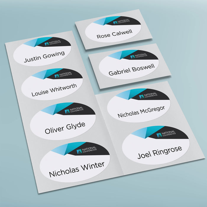 Avery L7433 Oval Fabric Name Badge Labels, 84mm x 50mm, 10 Sheets, 8 Labels Per Sheet