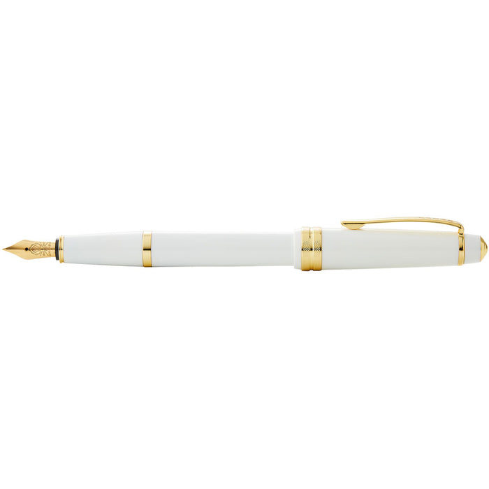 Cross Bailey Light Polished White Resin and Gold Tone Fountain Pen Medium Nib