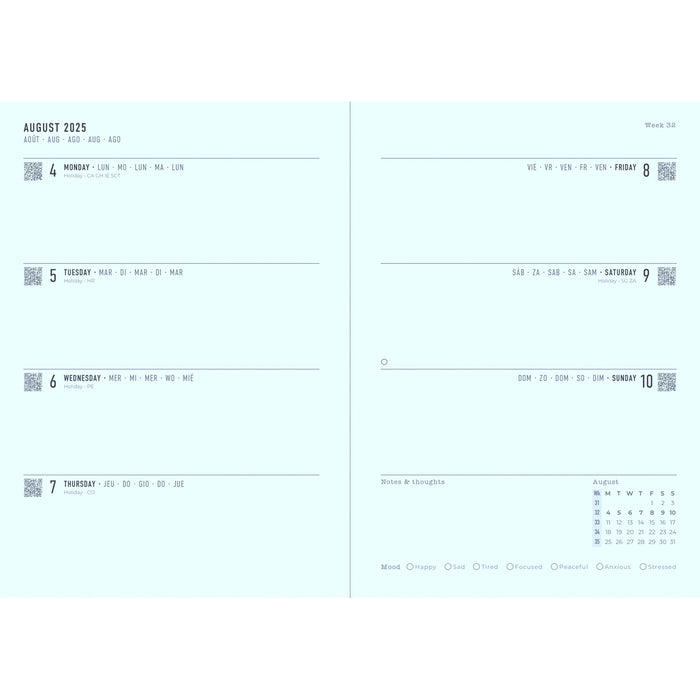 Letts Mid Year A5 Diary, Week to View, Spring Valley Mint, 18 Month, 2025/2026