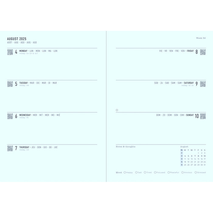 Letts Mid Year A5 Diary, Week to View, Botanics Plum, 2025/26