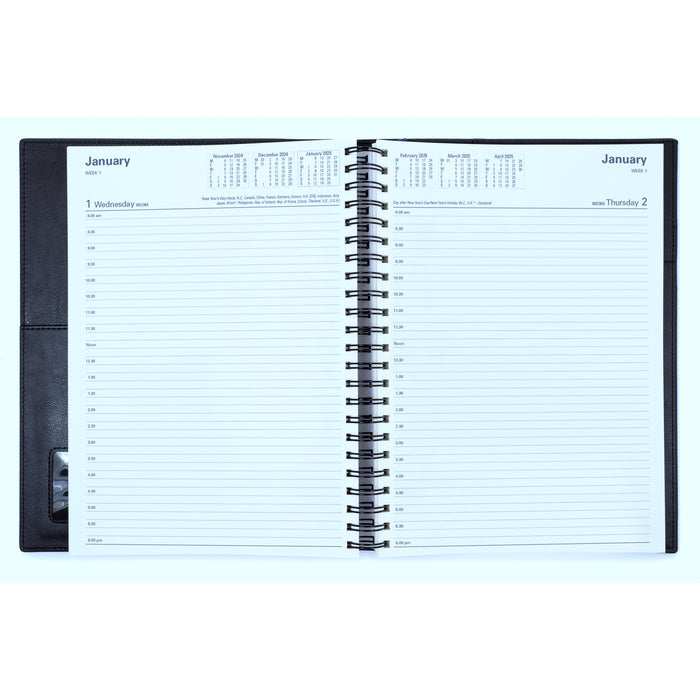 Debden Vanessa A4 Mid Year Diary, Day to Page, Black, 2025/2026