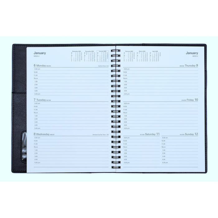Debden Vanessa A5 Mid Year Diary, Week to View, Black, 2025/2026