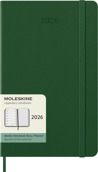 2026 Moleskine Diary 12 Month Weekly + Notes, Hard Cover, Myrtle Green, Large 130mm × 210mm