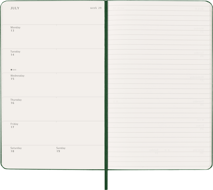 2026 Moleskine Diary 12 Month Weekly + Notes, Hard Cover, Myrtle Green, Large 130mm × 210mm
