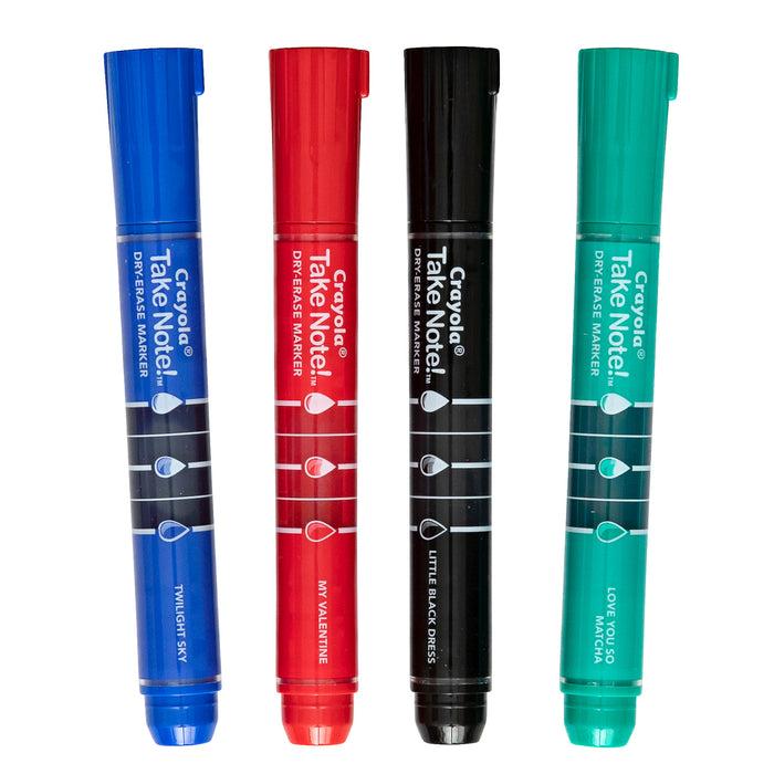 Crayola Take Note Whiteboard Broadline Markers, 4's pack